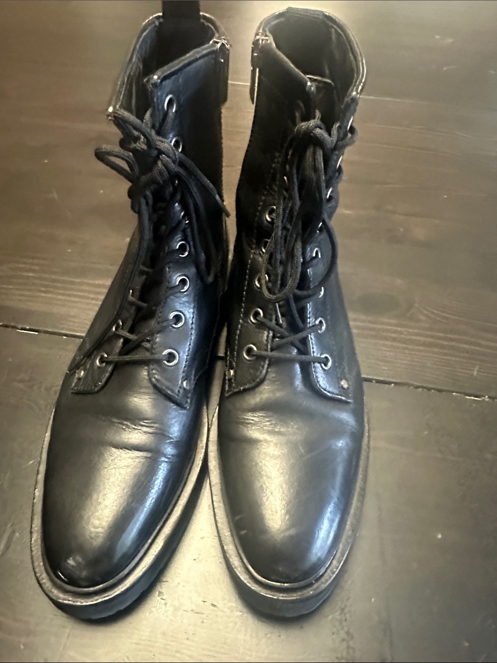 Golden Goose Black Leather Lace-Up Ankle Boots